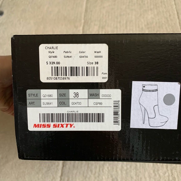 NWT Miss Sixty Booties. Size 38 - Picture 5 of 7